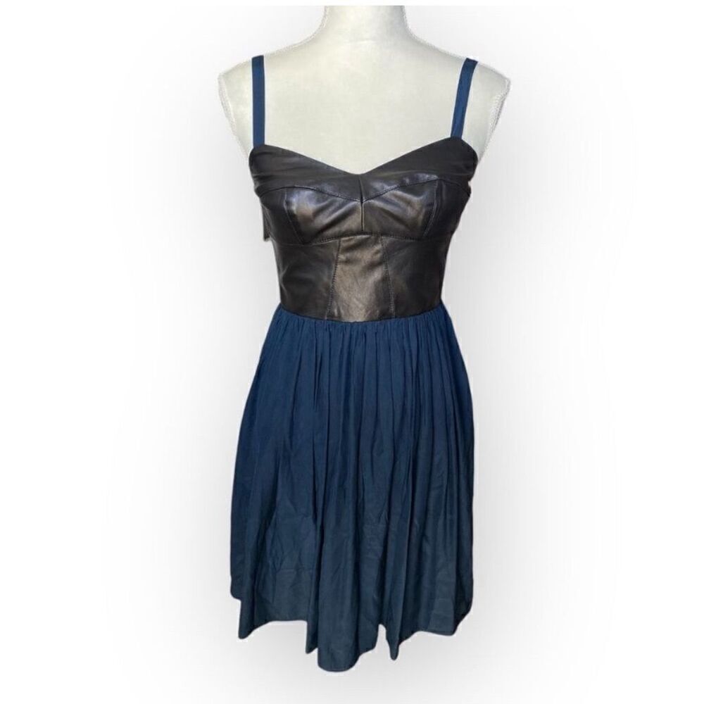 Amanda Uprichard Women's Fit and Flare Dress Blue/Black Size S Party Cocktail